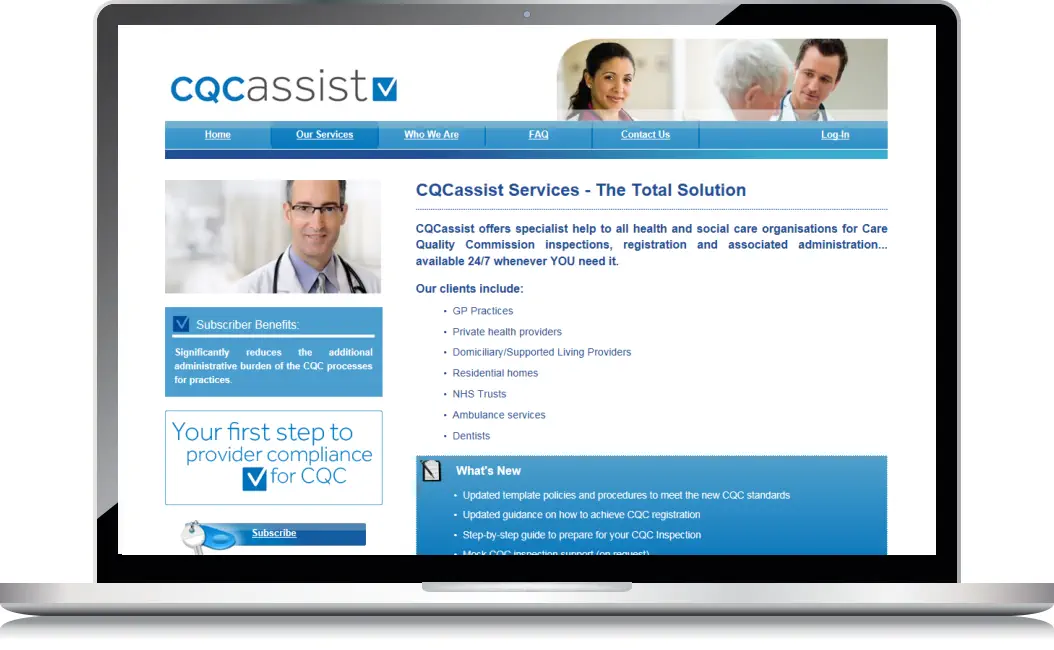 screenshot cqcassist.co.uk website
