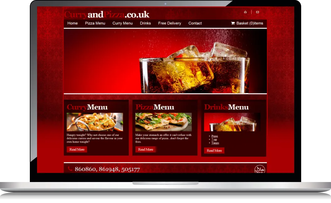 screenshot curryandpizza.co.uk website